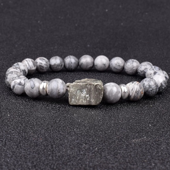 Strength and protection gemstone Bracelets with Genuine Pyrite - Picture 2 of 5